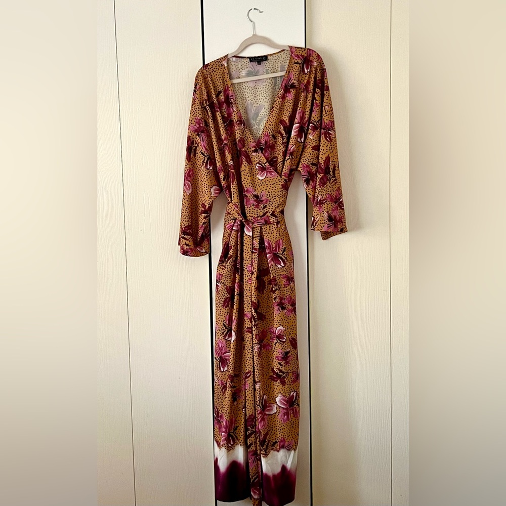 Floral and Cheetah Print Eloquii Maxi Wrap Dress
